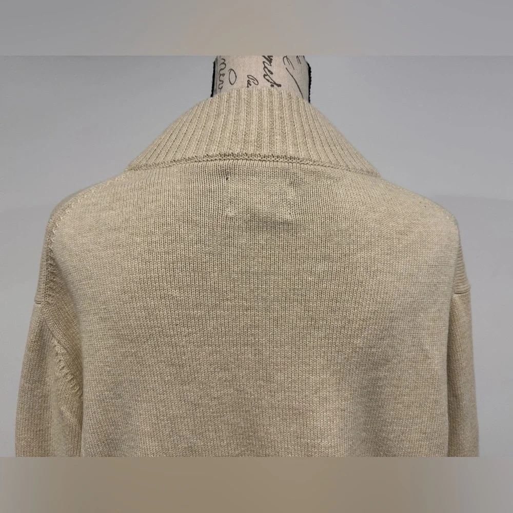 G.H. Bass Sweater Men's Size XXL Pullover 100% Cotton Beige 1/4 Zip
